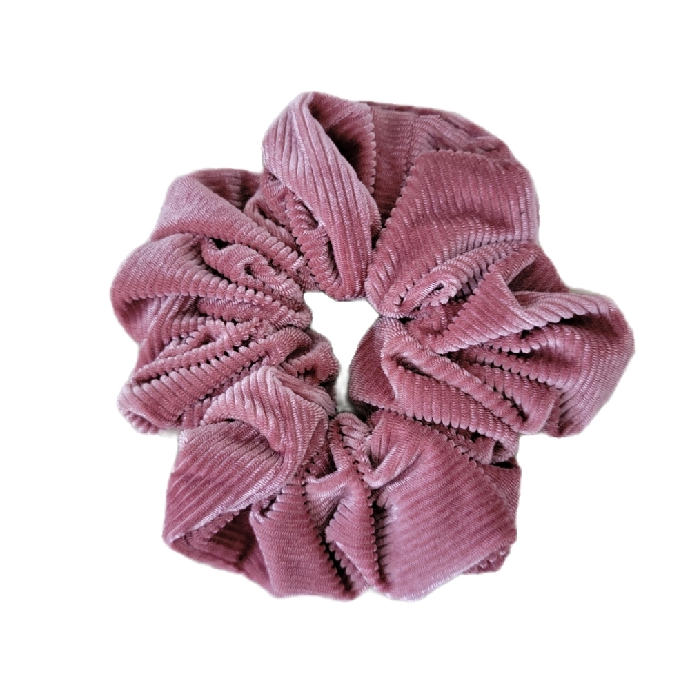Jumbo Oversized Pink Ribbed Velvet Scrunchie